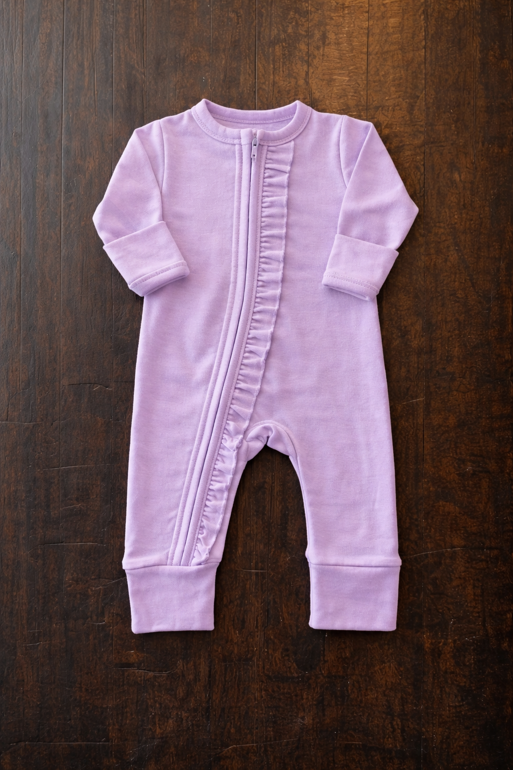 Lavender Ruffle Zipper Outfit
