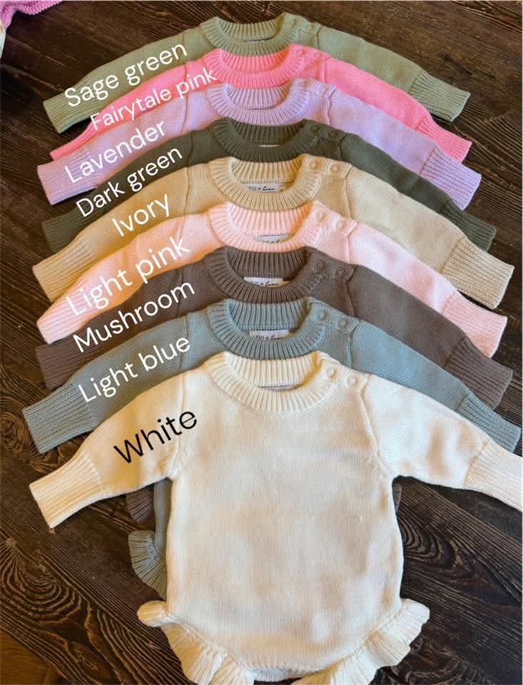 Long Sleeve Knit Ruffle Romper (TTS)