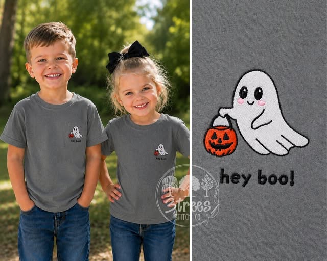 HEY BOO | EMBROIDERED TEE