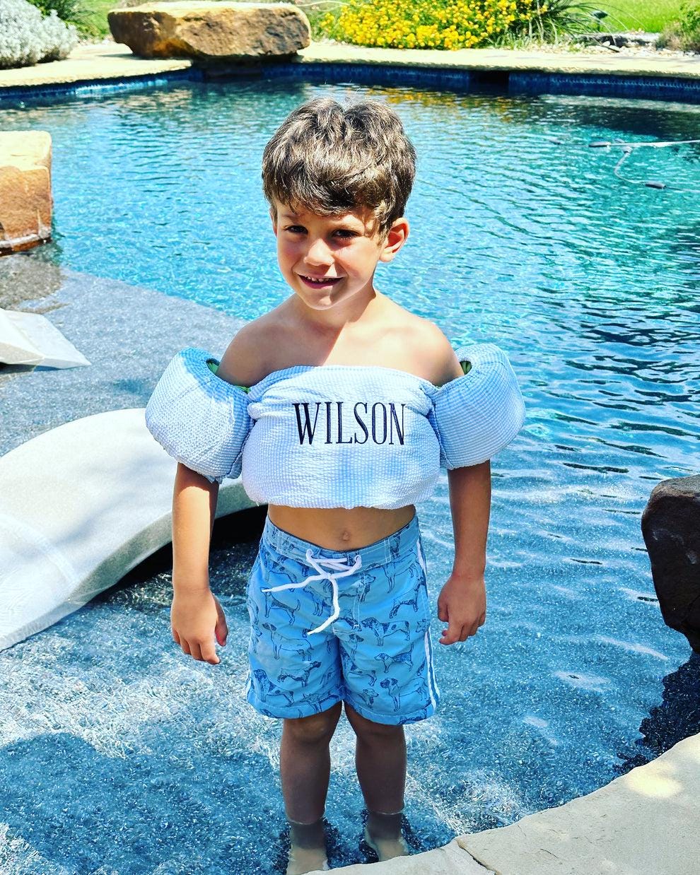 Seersucker Puddle Jumper Cover - Monogrammed Swim Float Cover for Kids