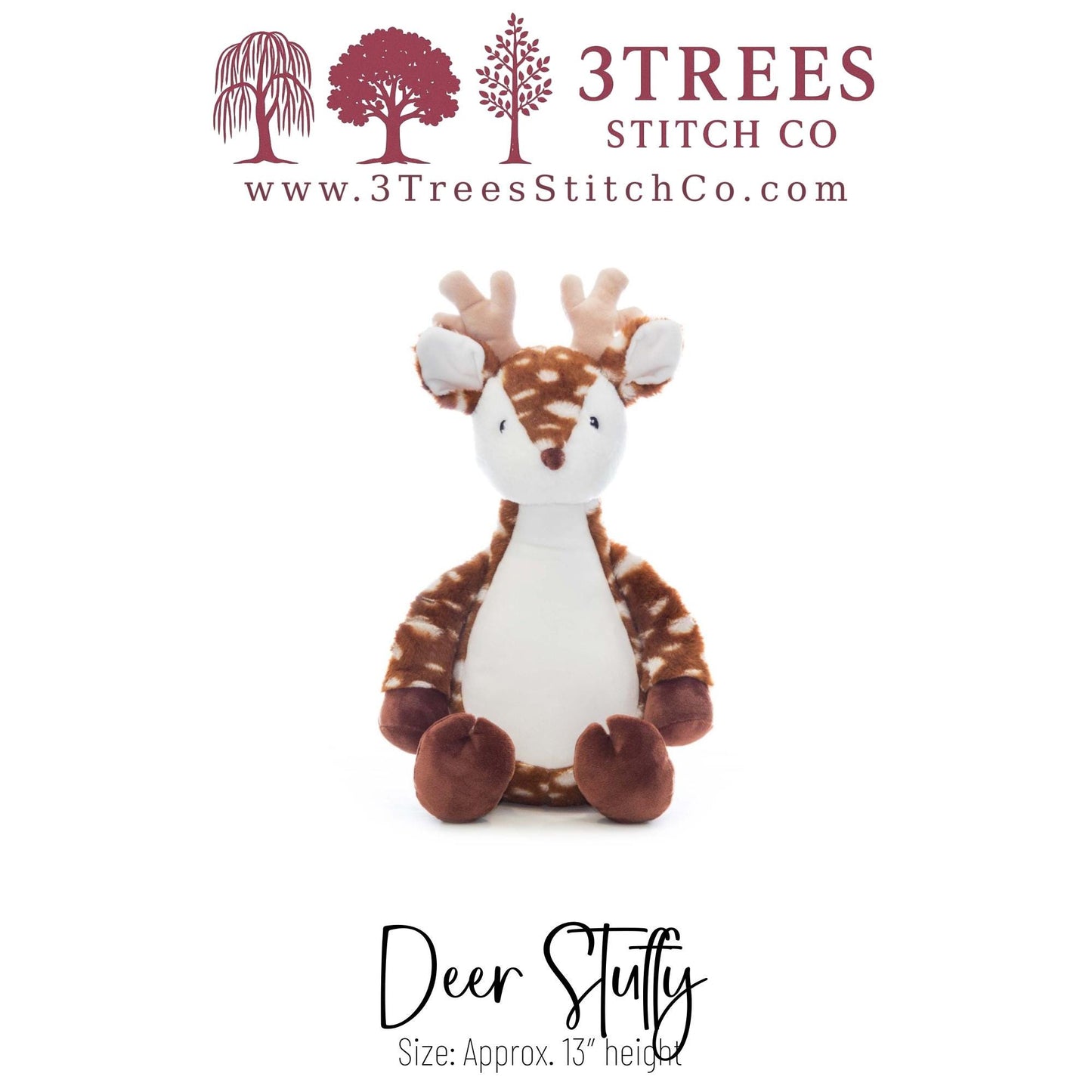 Deer – Stuffed – Custom Embroidered Name, Logo or Birth Stat – Gift for Kids, Graduation, Baby Shower or Business