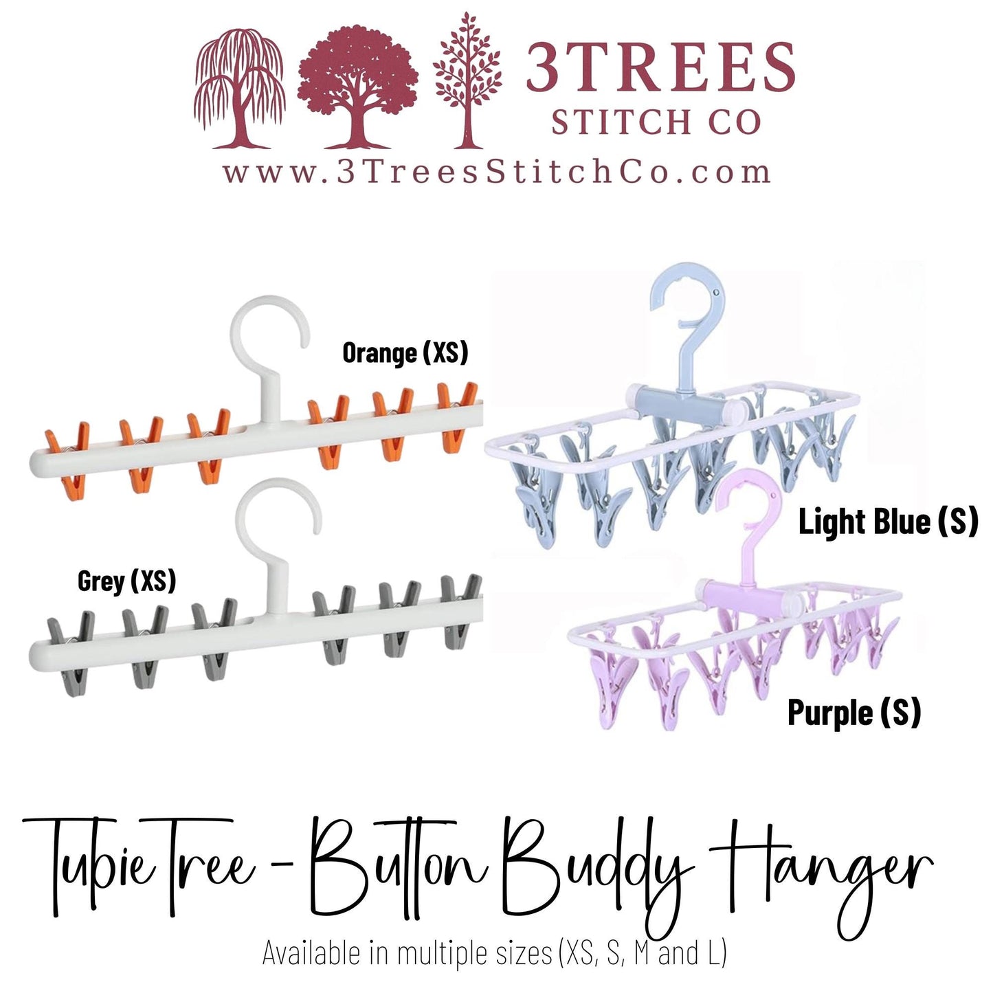 Tubie Tree Button Buddy Hanger | Button Cover & Trach Pad Dryer | Feeding Tube Clip Organizer | Multiple Sizes XS–L | Tubie Gear Storage