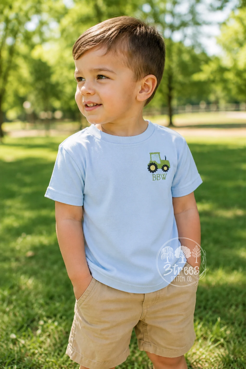 Personalized Embroidered Tractor Toddler T-Shirt