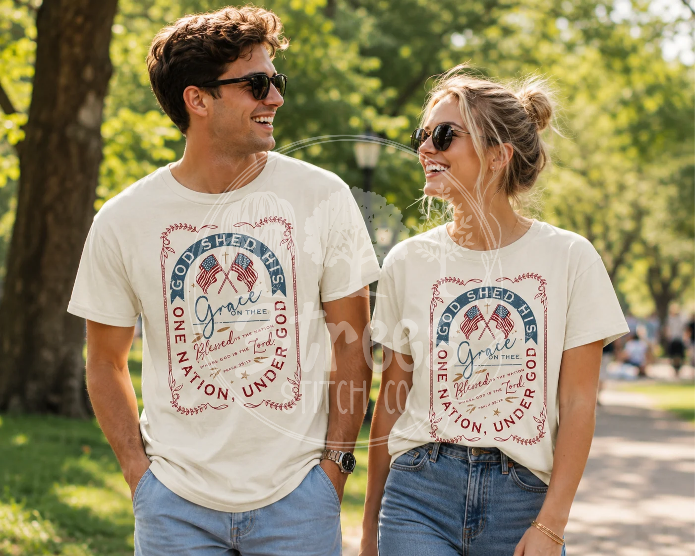 PRE-ORDER: God Shed His Grace Patriotic Comfort Colors DTG T-Shirt | Ivory Graphic Tee
