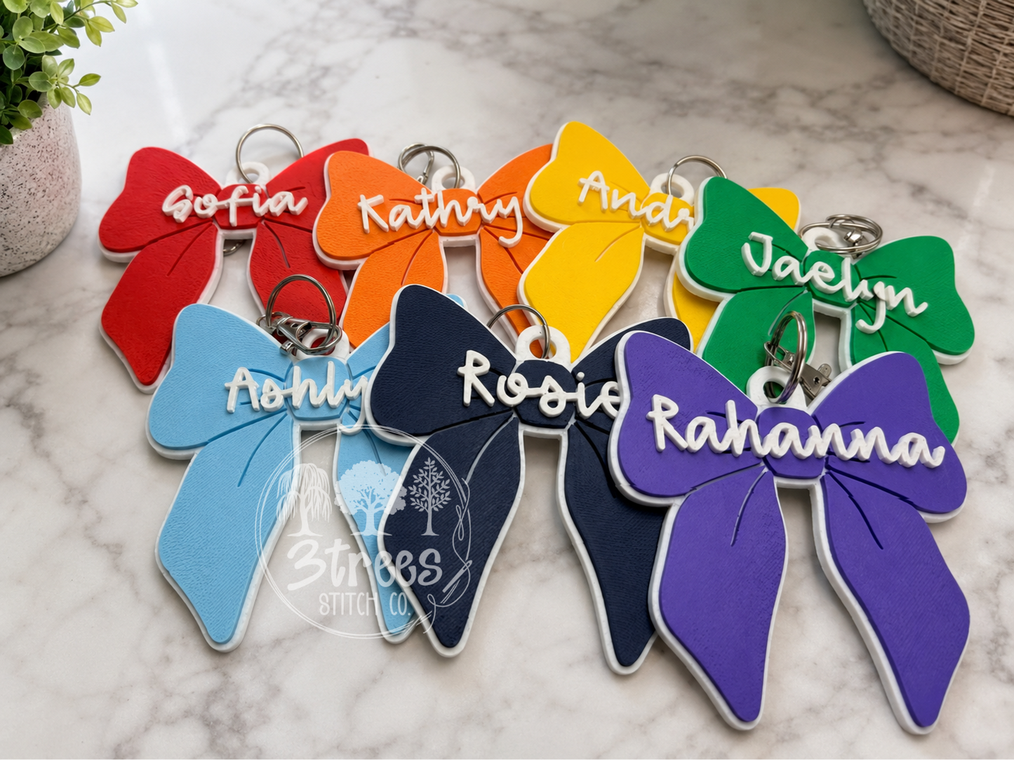 Personalized 3D Printed Bow Bag Tag | Custom Name Backpack Tag