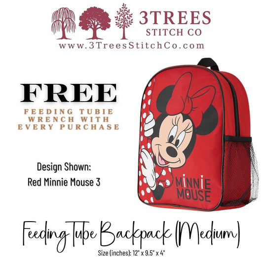 Red Minnie Mouse 3-Kid Friendly (Medium) - Feeding Tube Backpack