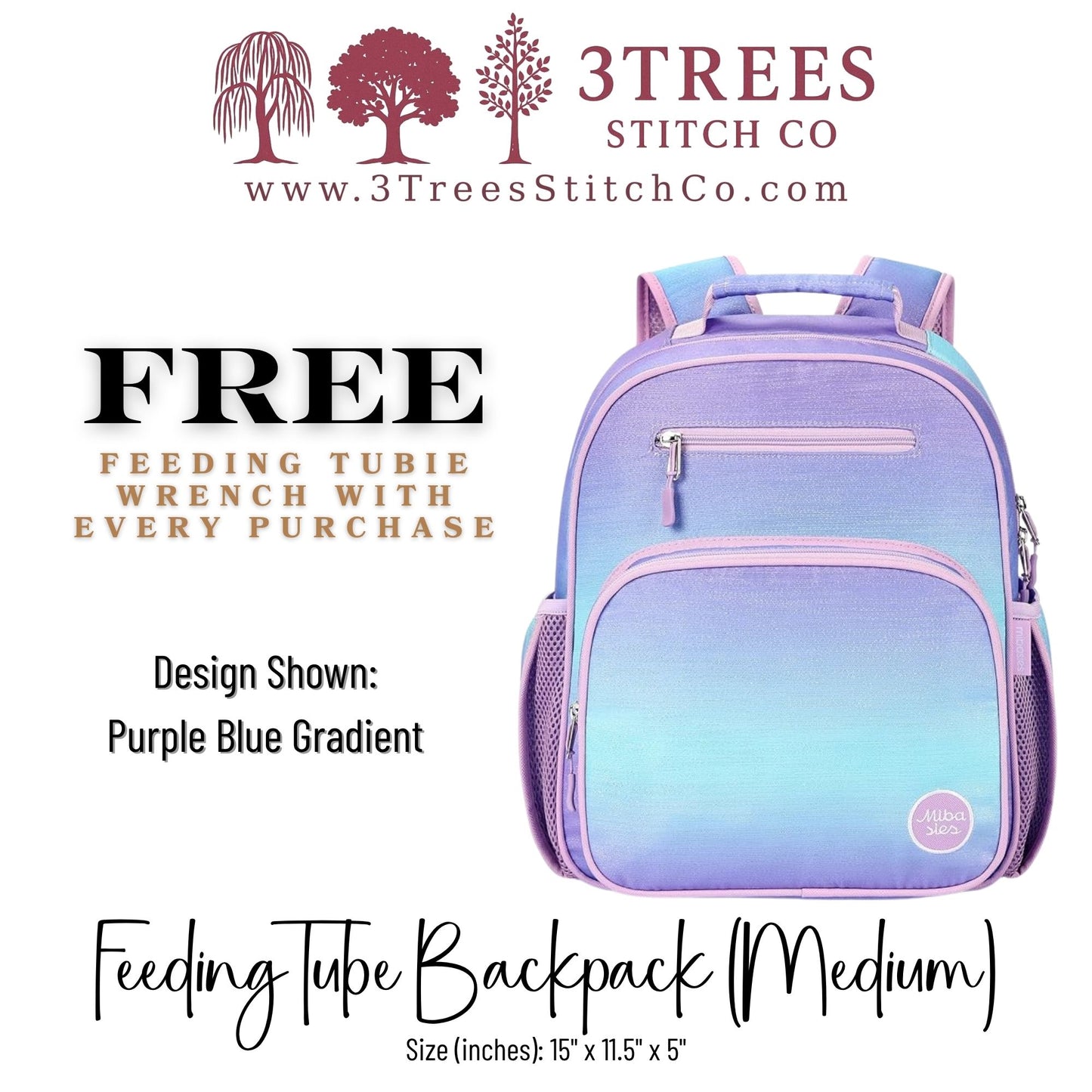 Purple Blue Gradient-Kid Friendly (Medium) - Feeding Tube Backpack