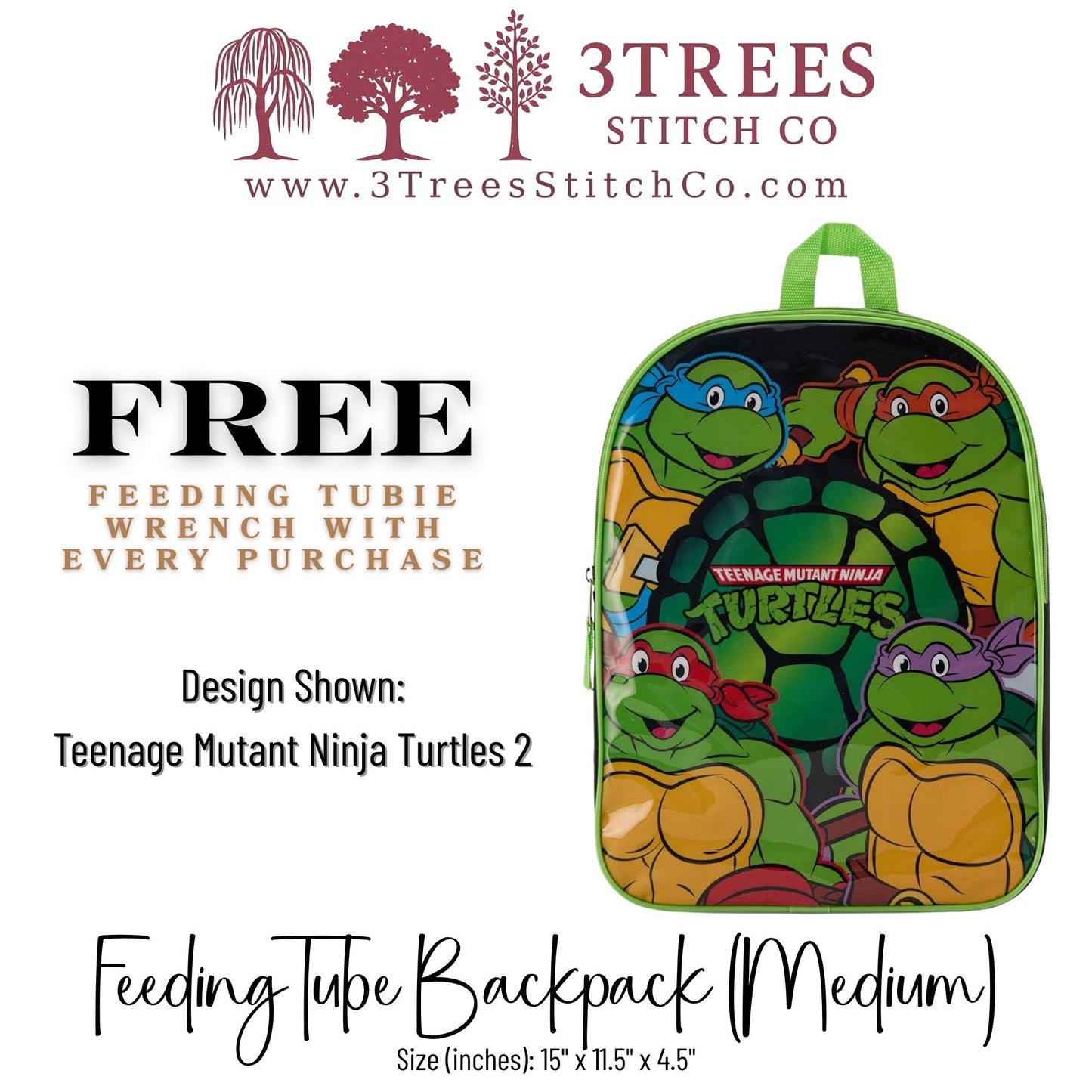 Ninja Turtles 2-Kid Friendly (Medium) - Feeding Tube Backpack