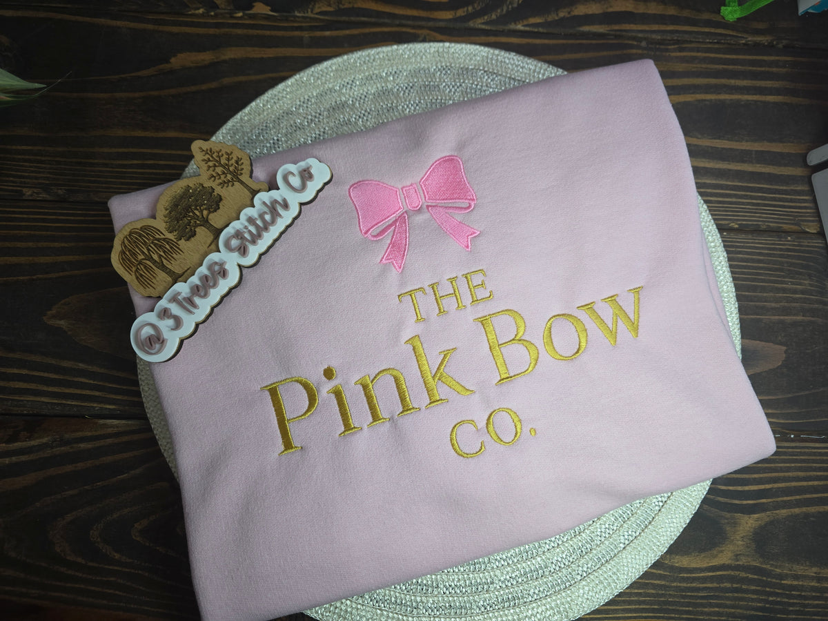 Pink Bow3 The Pink Bow Co - Light Pink Crewneck – 3Trees Stitch Co