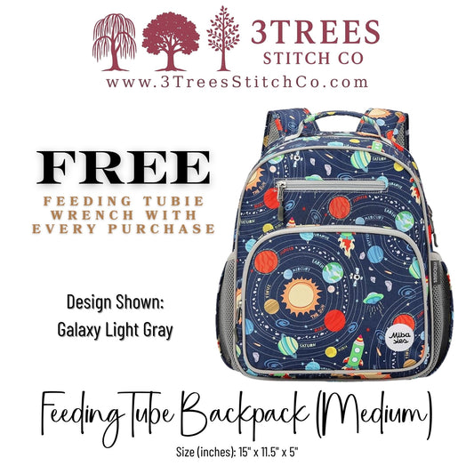Galaxy Light Grey-Kid Friendly (Medium) - Feeding Tube Backpack
