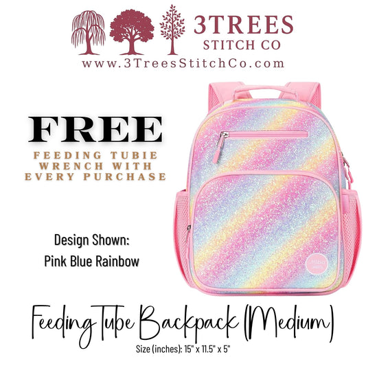 Rainbow Glitter-Kid Friendly (Medium) - Feeding Tube Backpack