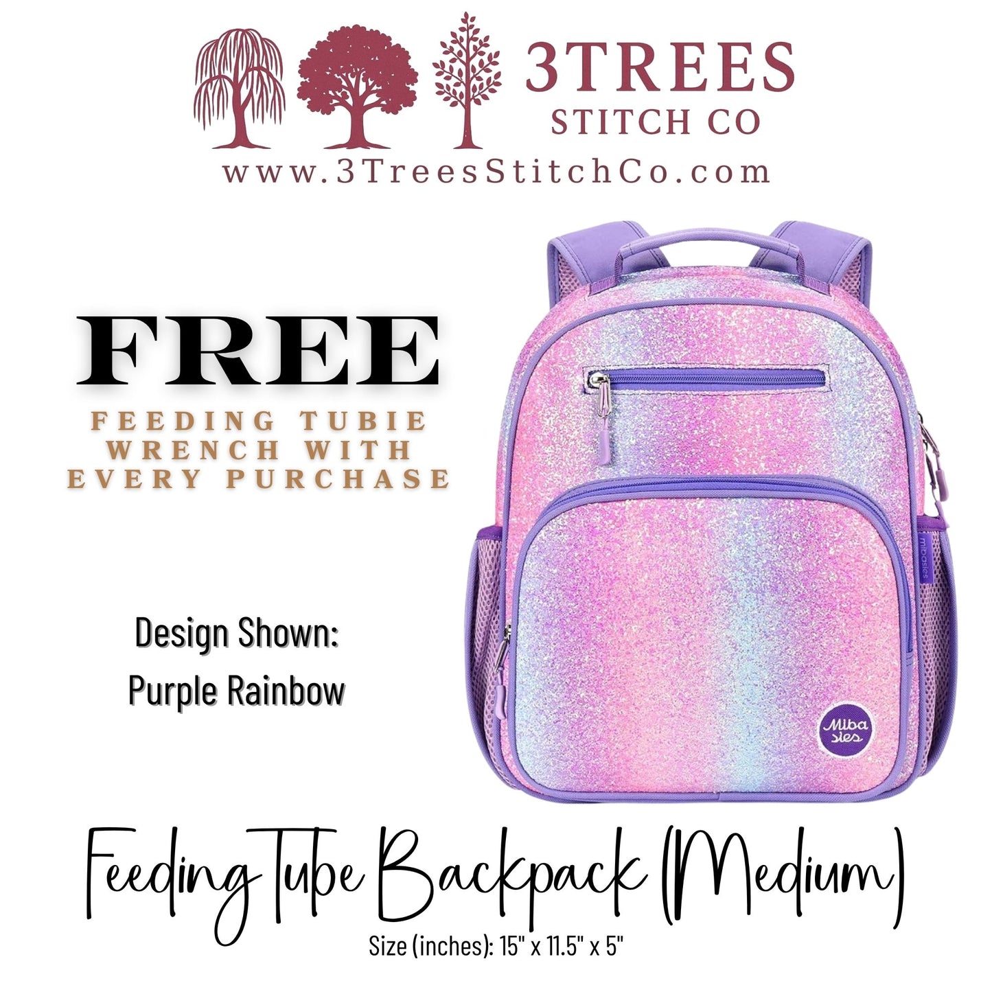 Purple Rainbow-Kid Friendly (Medium) - Feeding Tube Backpack