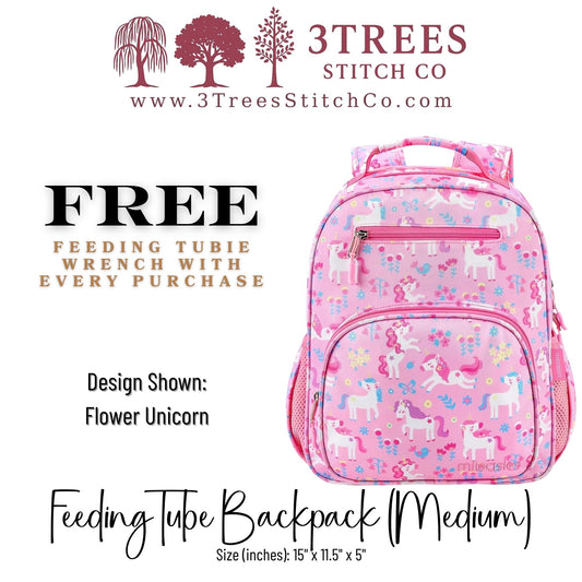 Flower Unicorn-Kid Friendly (Medium) - Feeding Tube Backpack
