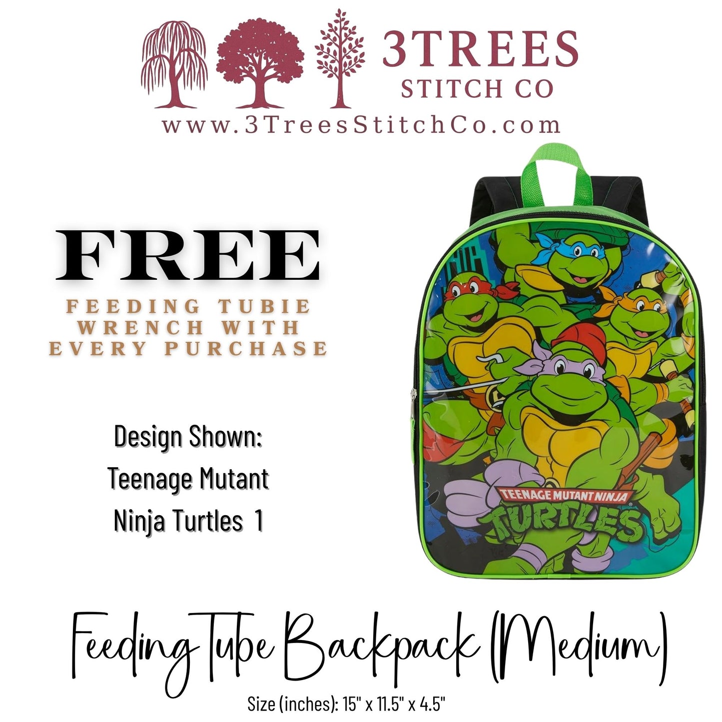 Ninja Turtles 1-Kid Friendly (Medium) - Feeding Tube Backpack