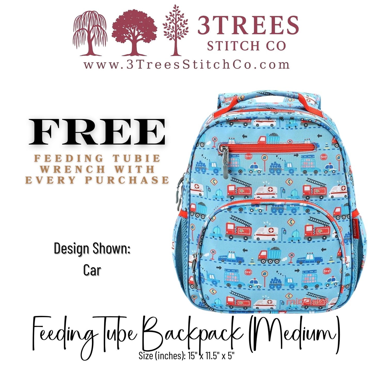 Fire Department-Kid Friendly (Medium) - Feeding Tube Backpack