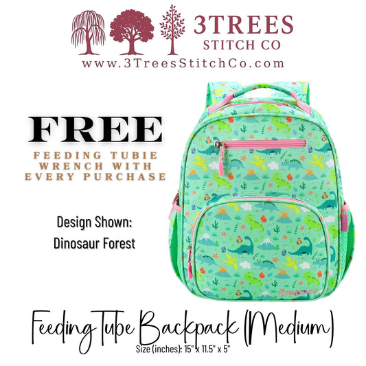 Dinosaur Forest-Kid Friendly (Medium) - Feeding Tube Backpack