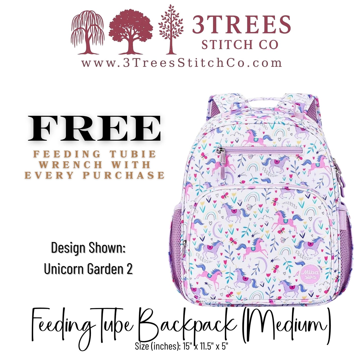 Unicorn Garden 2-Kid Friendly (Medium) - Feeding Tube Backpack