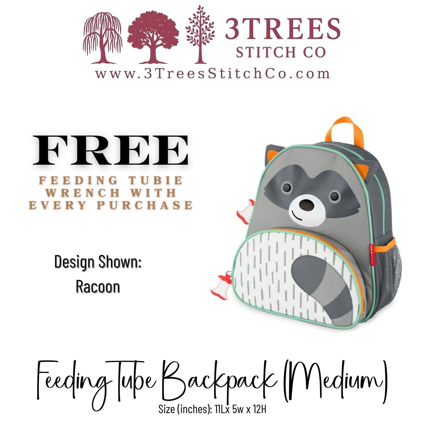 Racoon-Kid Friendly (Medium) - Feeding Tube Backpack