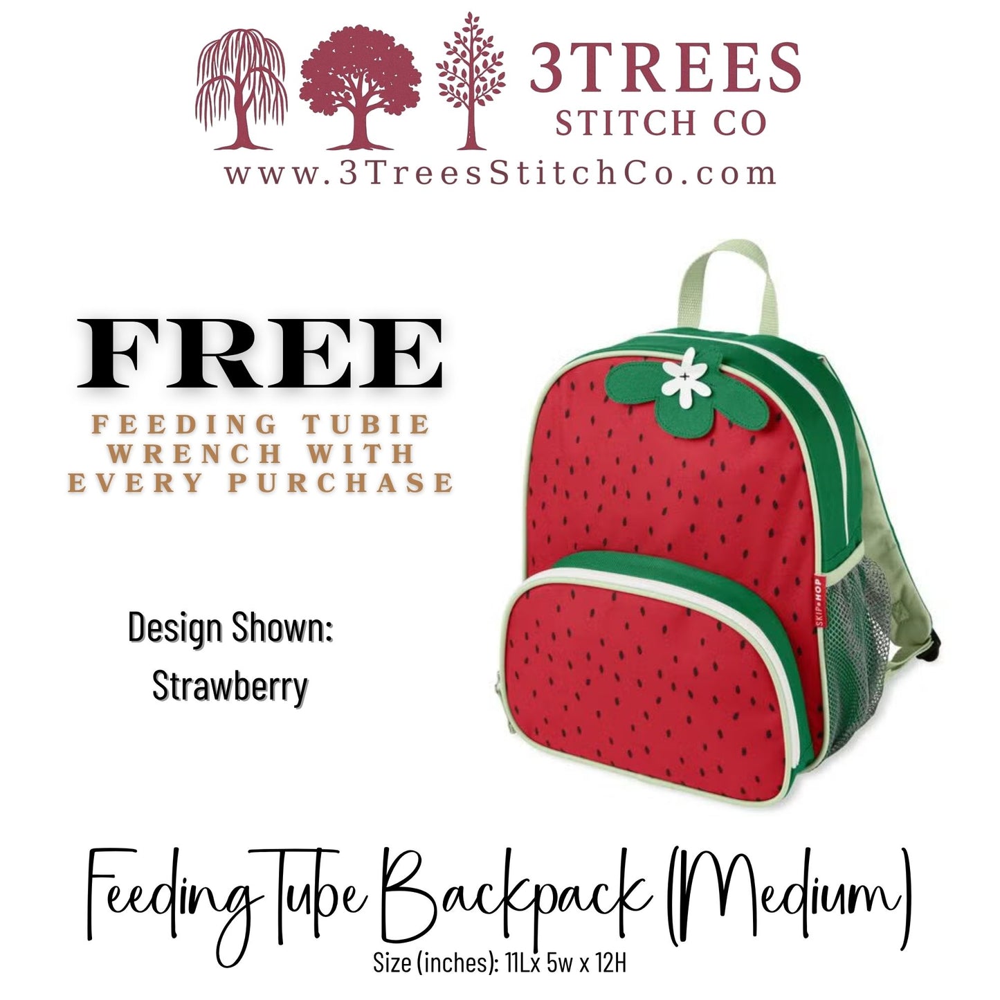 Strawberry Red-Kid Friendly (Medium) - Feeding Tube Backpack