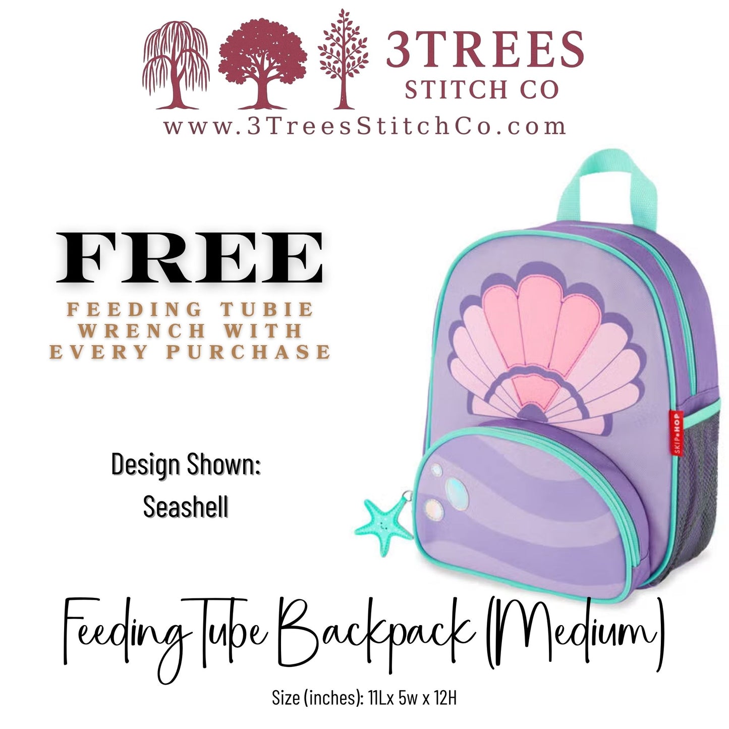 Seashell-Kid Friendly (Medium) - Feeding Tube Backpack