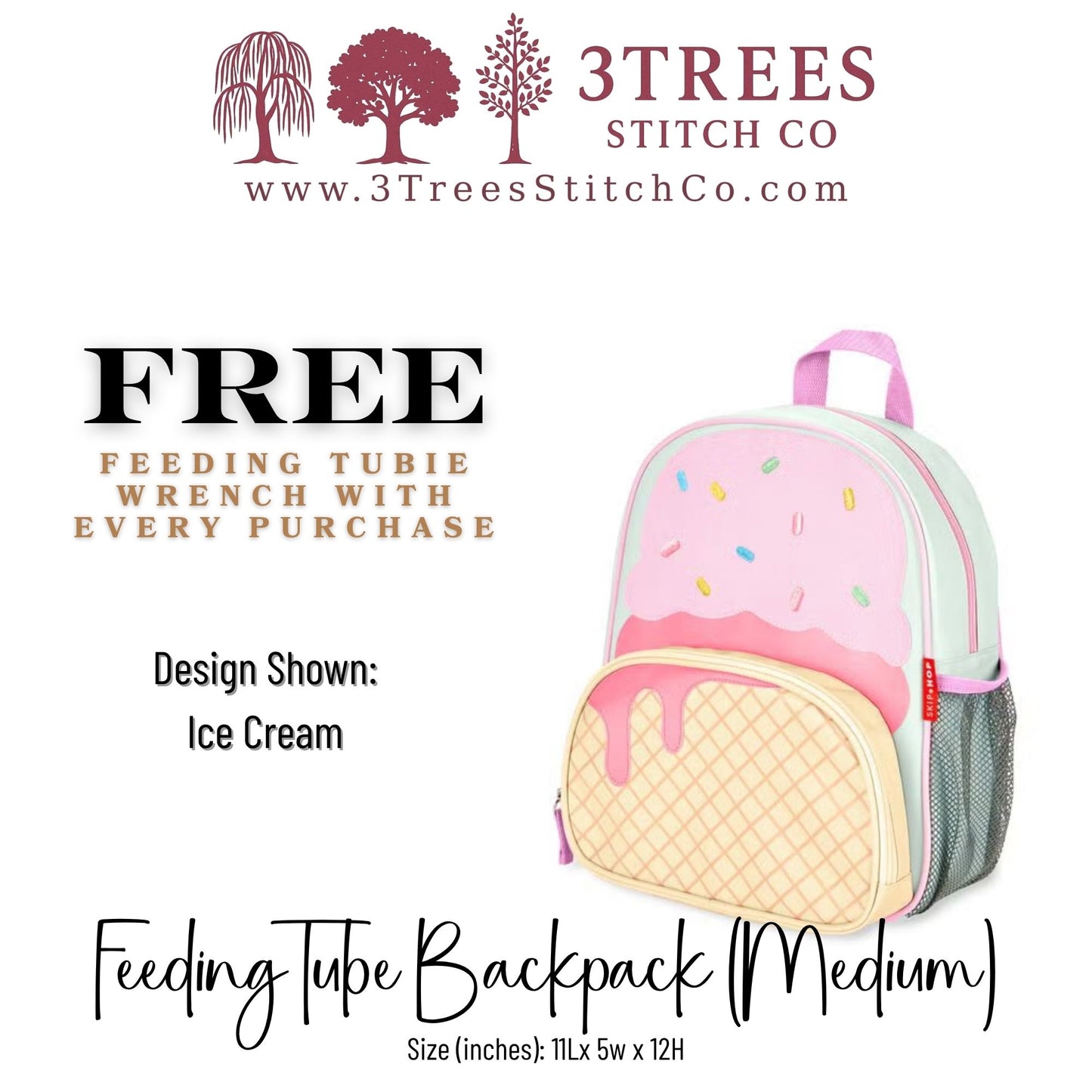 Ice Cream-Kid Friendly (Medium) - Feeding Tube Backpack