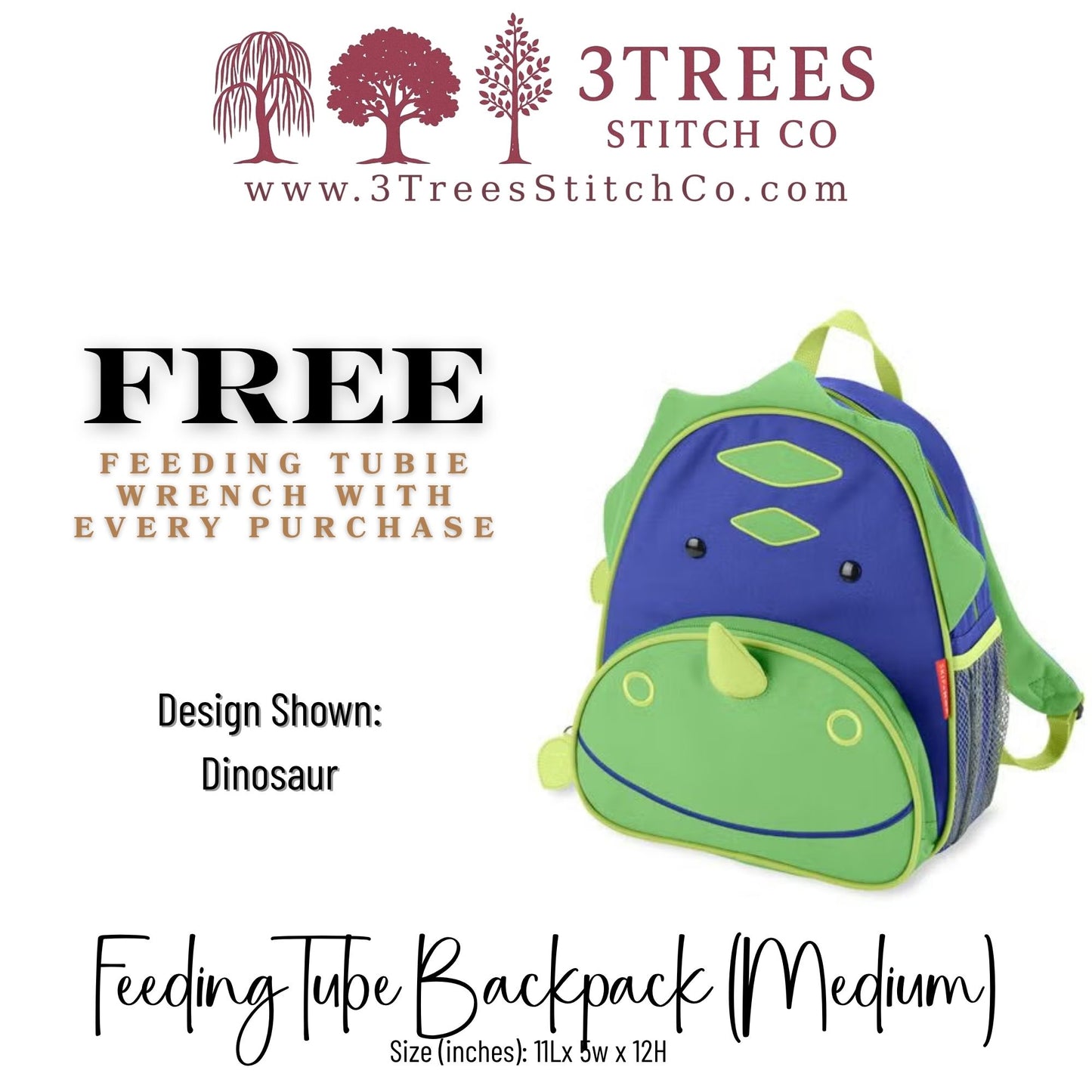 Dinosaur-Kid Friendly (Medium) - Feeding Tube Backpack