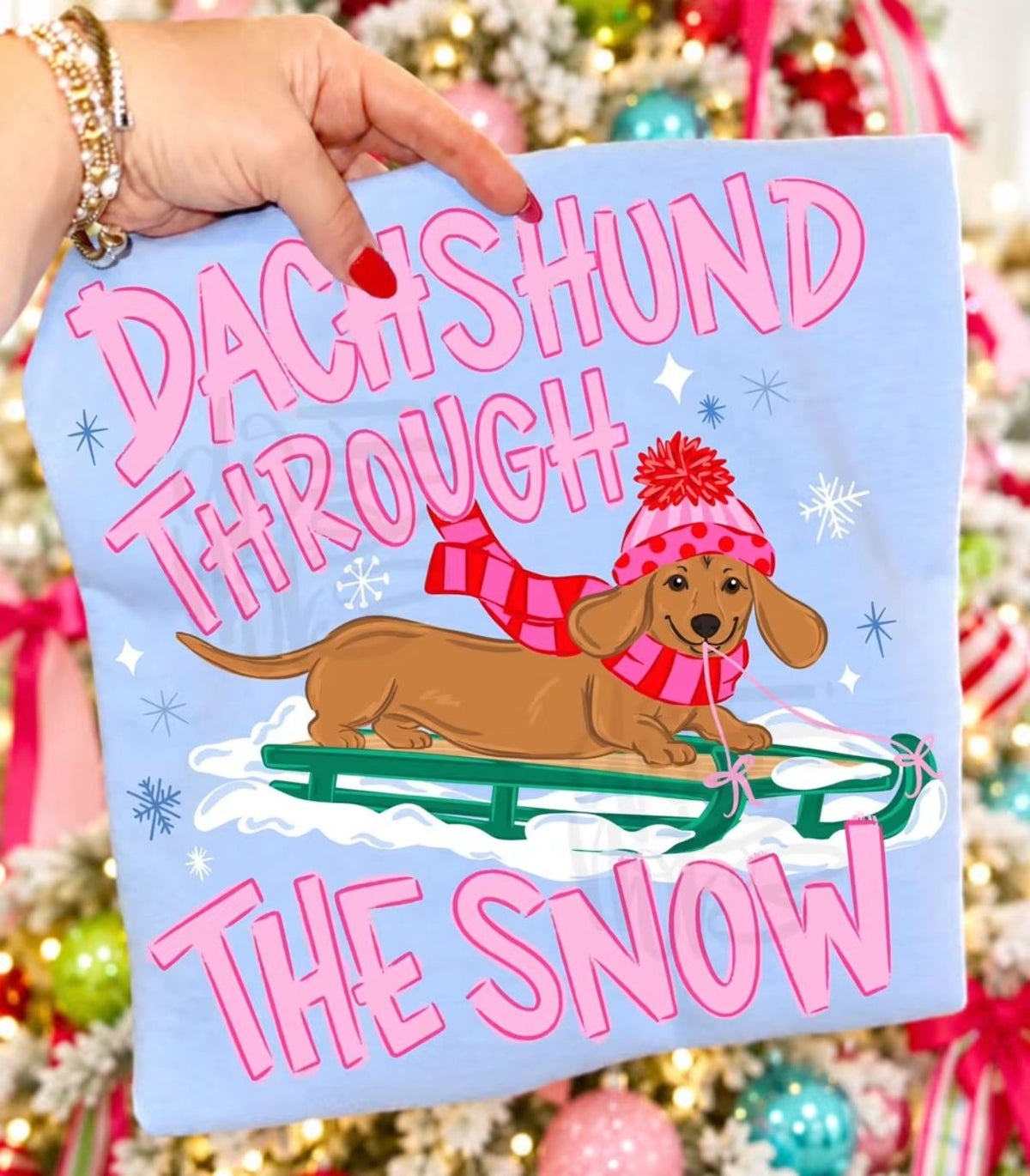 Dachshund Through the Snow DTF Tee or Crewneck product photo