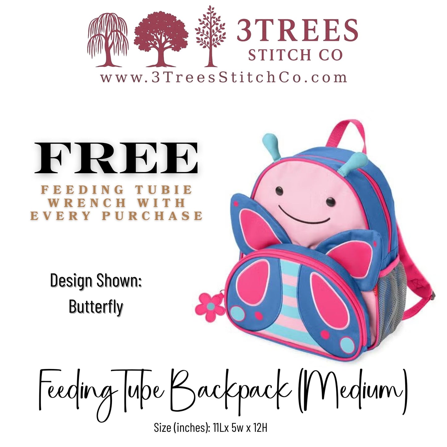 Butterfly-Kid Friendly (Medium) - Feeding Tube Backpack
