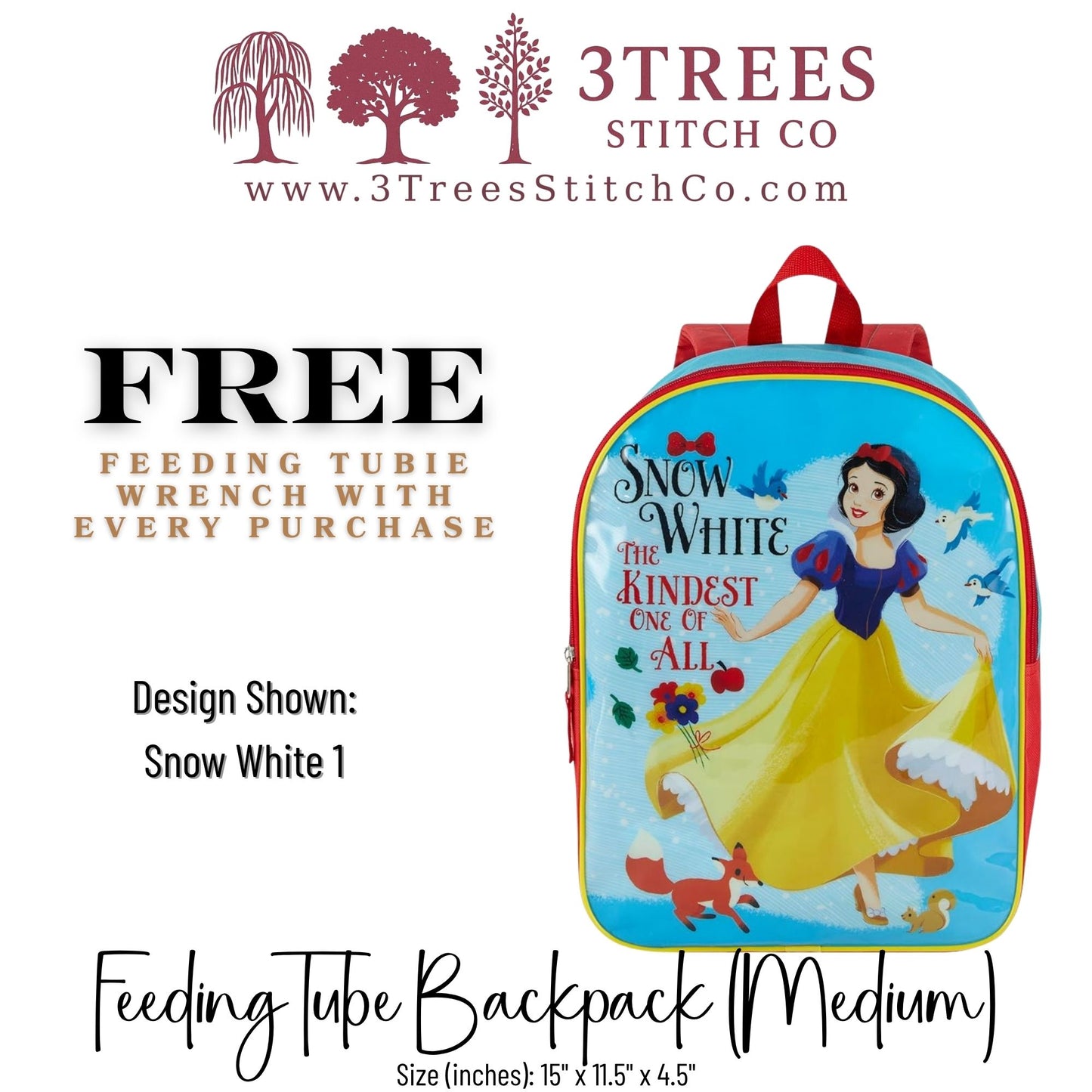 Snow White-Kid Friendly (Medium) - Feeding Tube Backpack