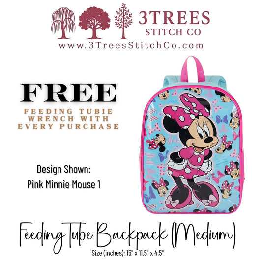 Pink Minnie Mouse 1-Kid Friendly (Medium) - Feeding Tube Backpack