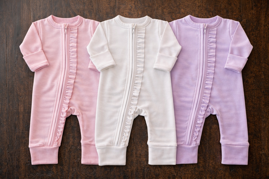 Ruffle Zipper Outfit – Pink, Lavender & White