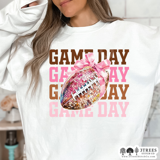 Game Day List Pink & Brown Sparkle Football