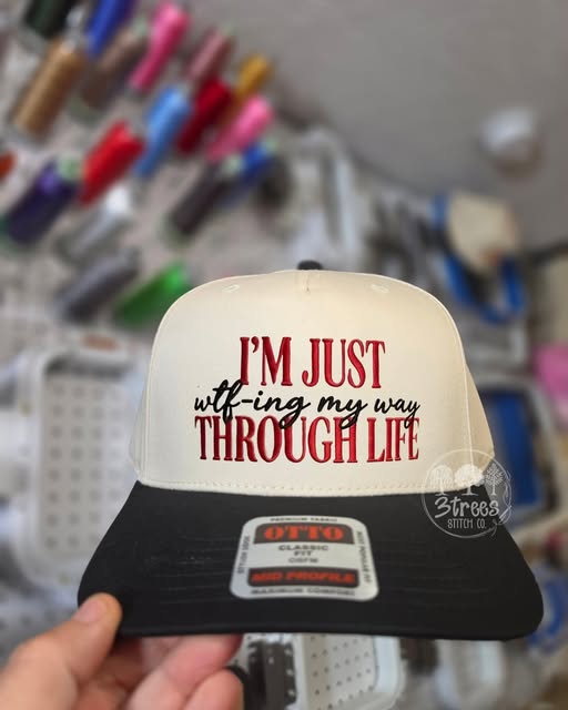 I'm Just WTF-ing My Way Through Life embroidered baseball hat