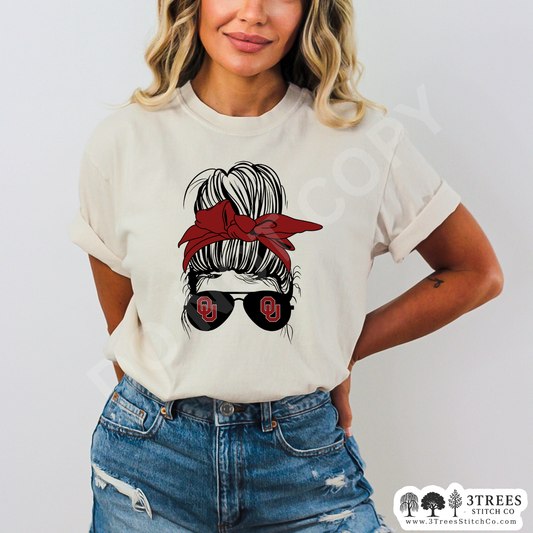 Oklahoma Sooners Messy Bun