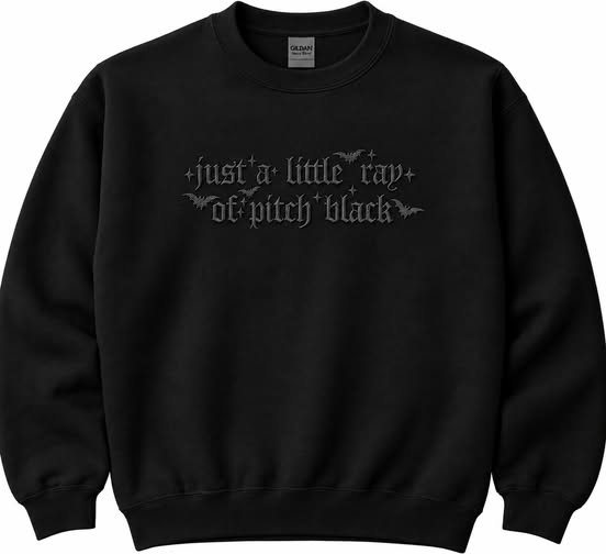 Black On Black Embroidered Crewneck