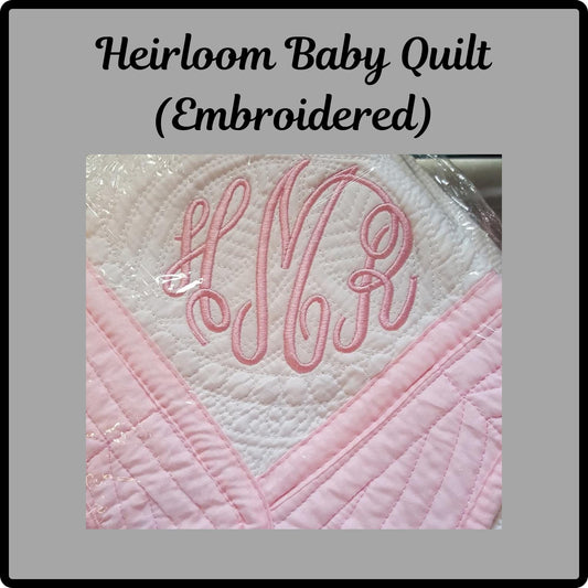Embroidered Baby Quilt – Custom Heirloom Blanket, Personalized Keepsake Gift for Newborn or Baby Shower