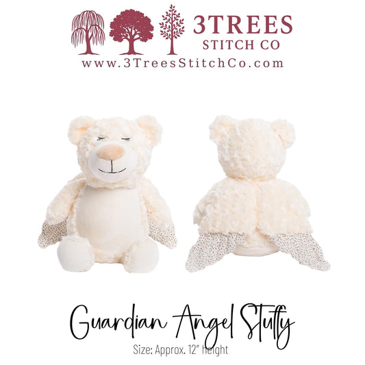 Guardian Angel Bear – Stuffed – Custom Embroidered Name, Logo or Birth Stat – Gift for Kids, Graduation, Baby Shower or Business