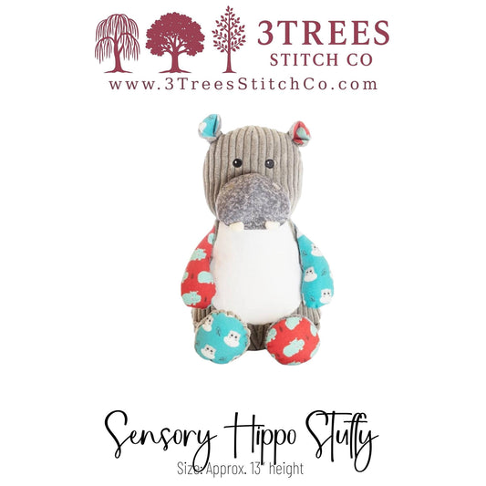 Hippo – Stuffed – Custom Embroidered Name, Logo or Birth Stat – Gift for Kids, Graduation, Baby Shower or Business