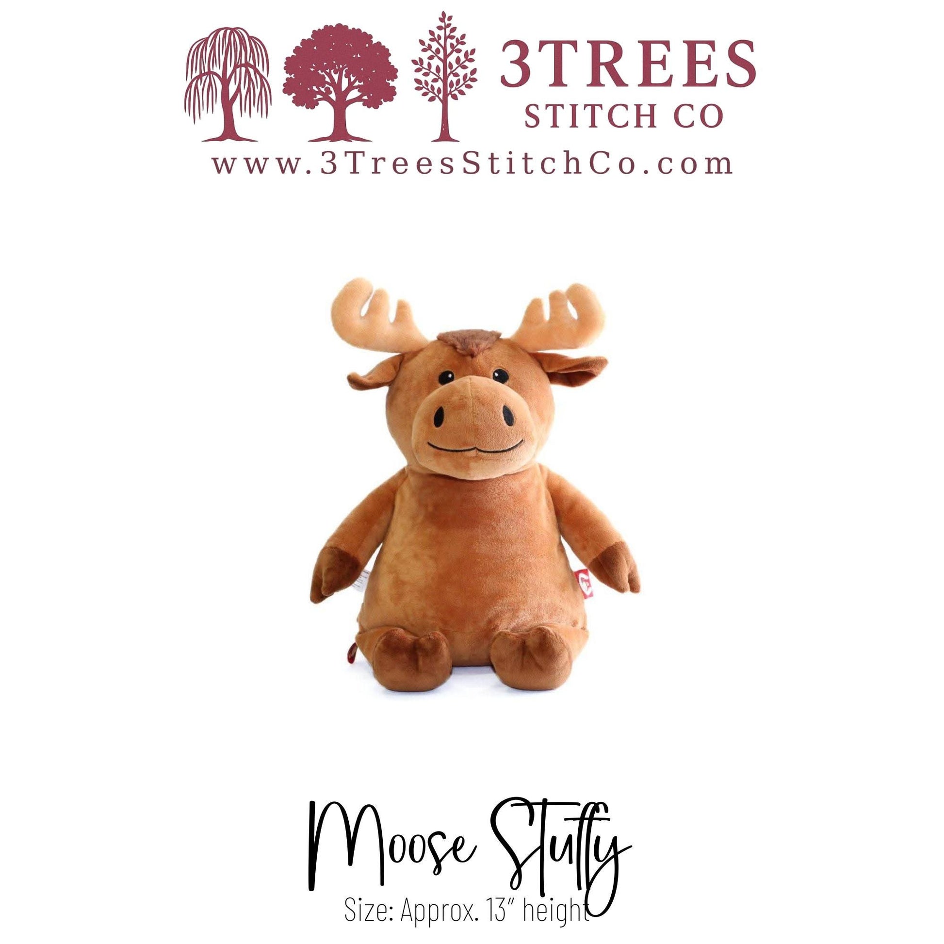 Moose – Stuffed – Custom Embroidered Name, Logo or Birth Stat – Gift for Kids, Graduation, Baby Shower or Business