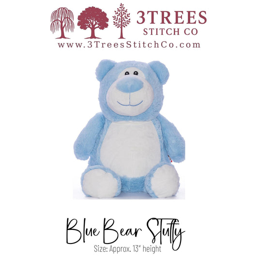 Blue Bear – Stuffed – Custom Embroidered Name, Logo or Birth Stat – Gift for Kids, Graduation, Baby Shower or Business