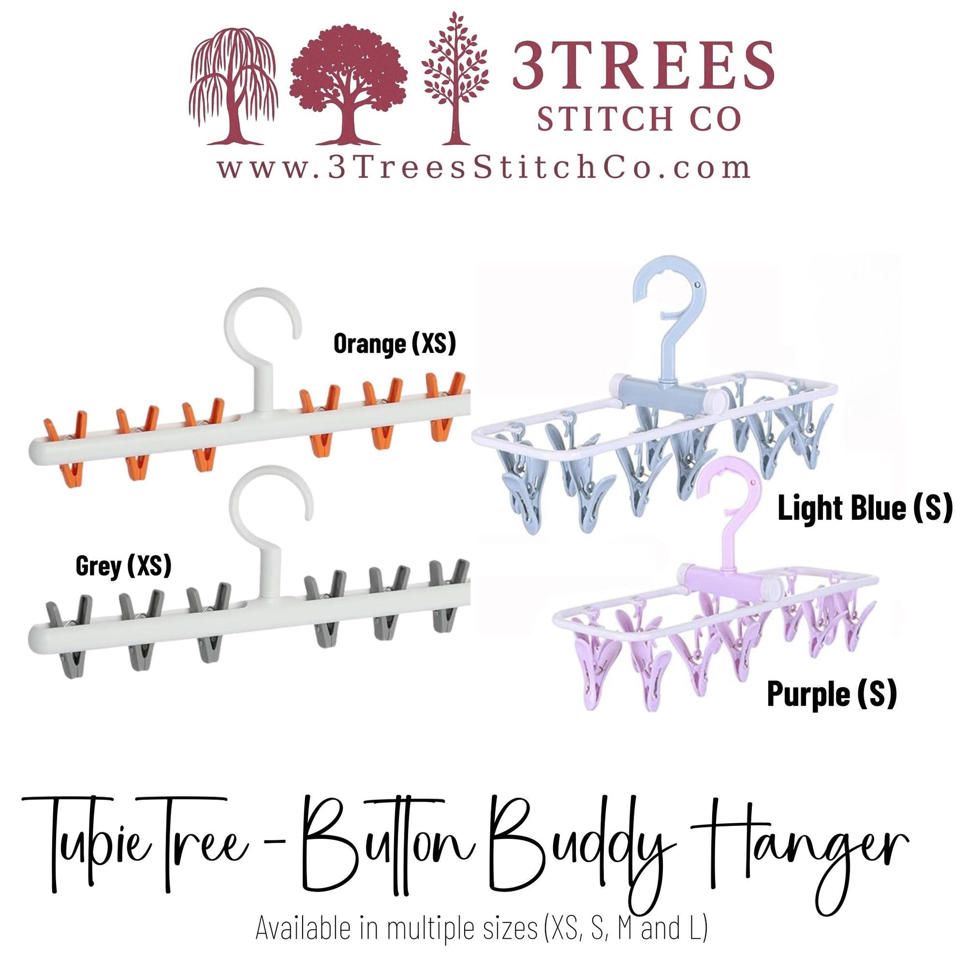 Tubie Tree Button Buddy Hanger | Button Cover & Trach Pad Dryer | Feeding Tube Clip Organizer | Multiple Sizes XS–L | Tubie Gear Storage
