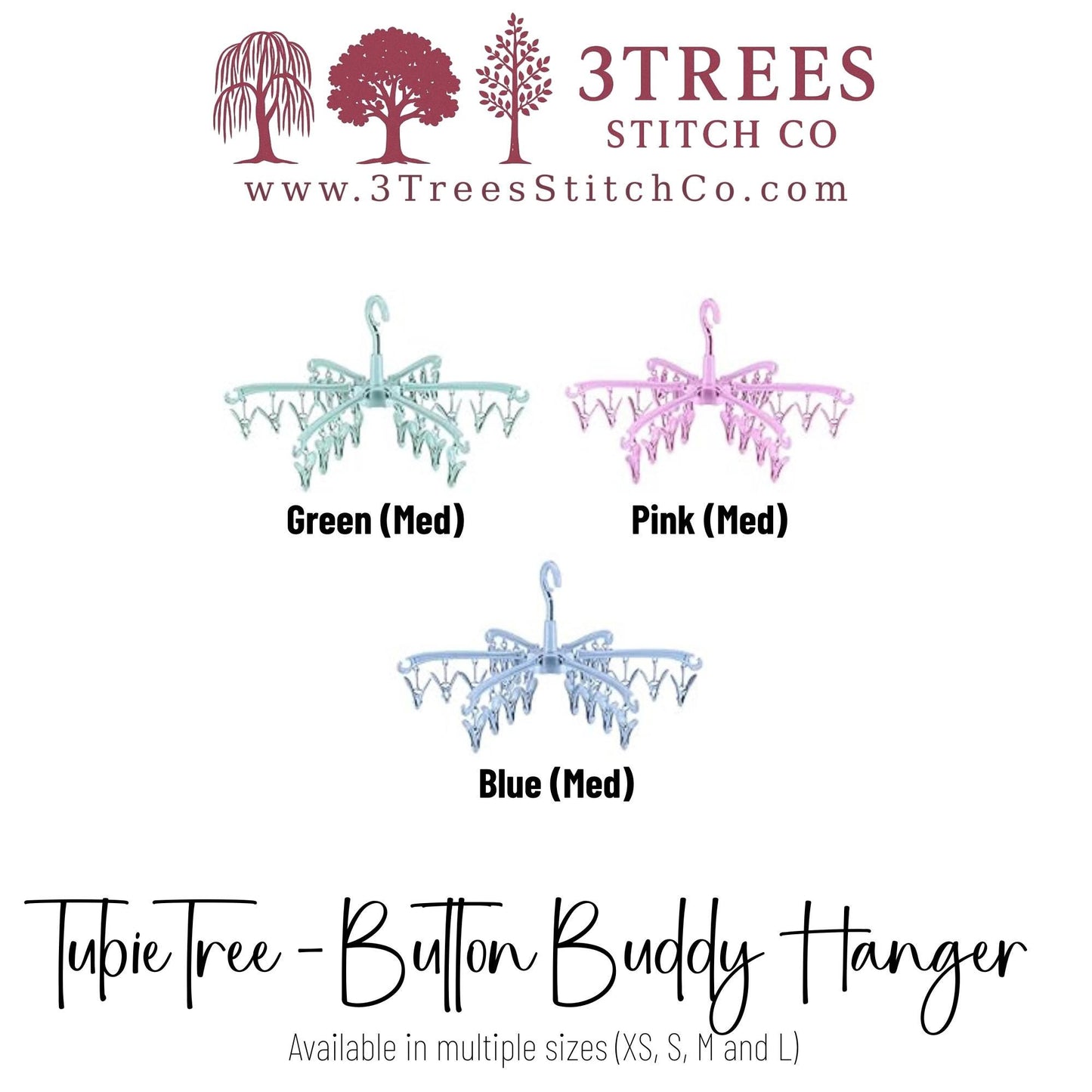 Tubie Tree Button Buddy Hanger | Button Cover & Trach Pad Dryer | Feeding Tube Clip Organizer | Multiple Sizes XS–L | Tubie Gear Storage