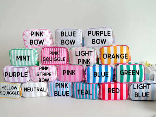 Cabana Cosmetic Bag w/ Tassel | Canvas Catch-All | Gift | Bridesmaids | Wedding | Monogram or Blank | 18 Colors