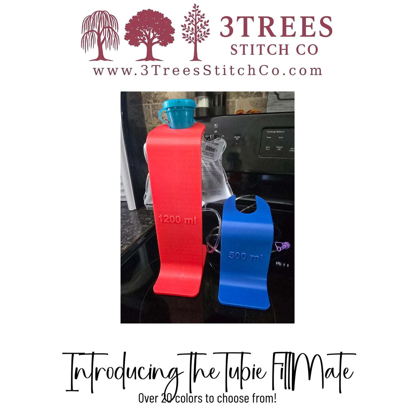 Tubie FillMate Feeding Bag Filling Stand – Fits Infinity 500ml & 1200ml Bags – Upright Holder for Easier, Cleaner Tube Feeding Prep