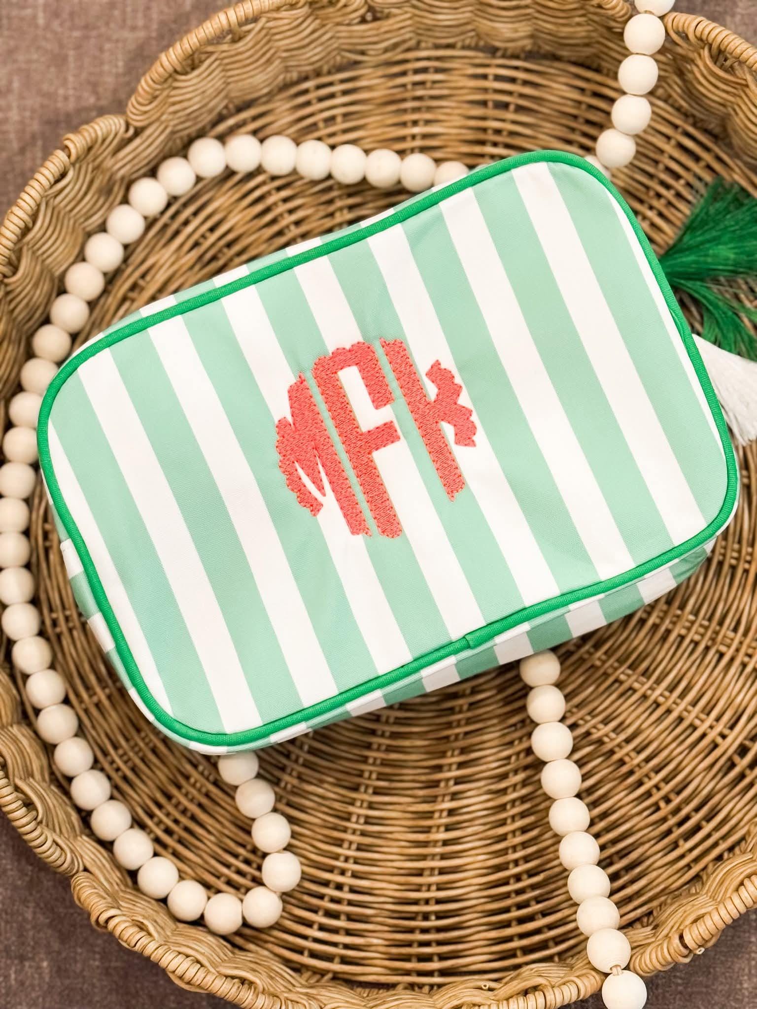 Cabana Cosmetic Bag w/ Tassel | Canvas Catch-All | Gift | Bridesmaids | Wedding | Monogram or Blank | 18 Colors