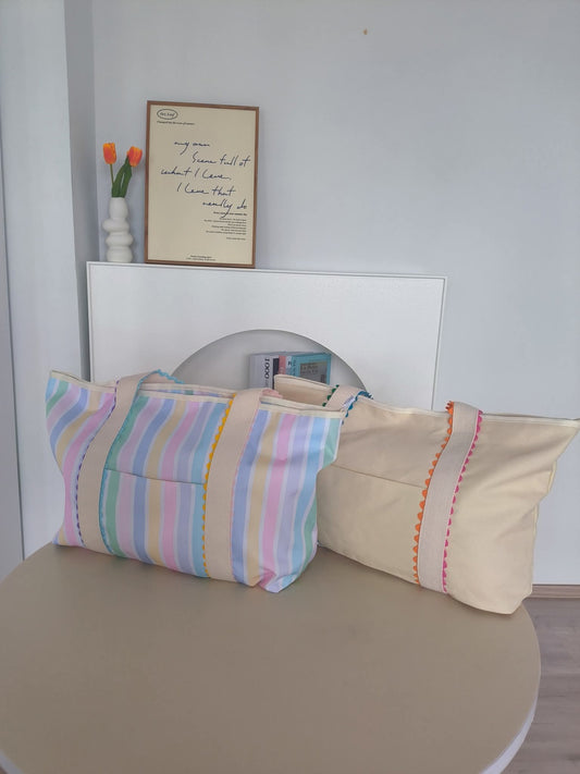 PRE-ORDER Canvas Tote Bag/Cosmetic Bag (Ric Rac Trim)
