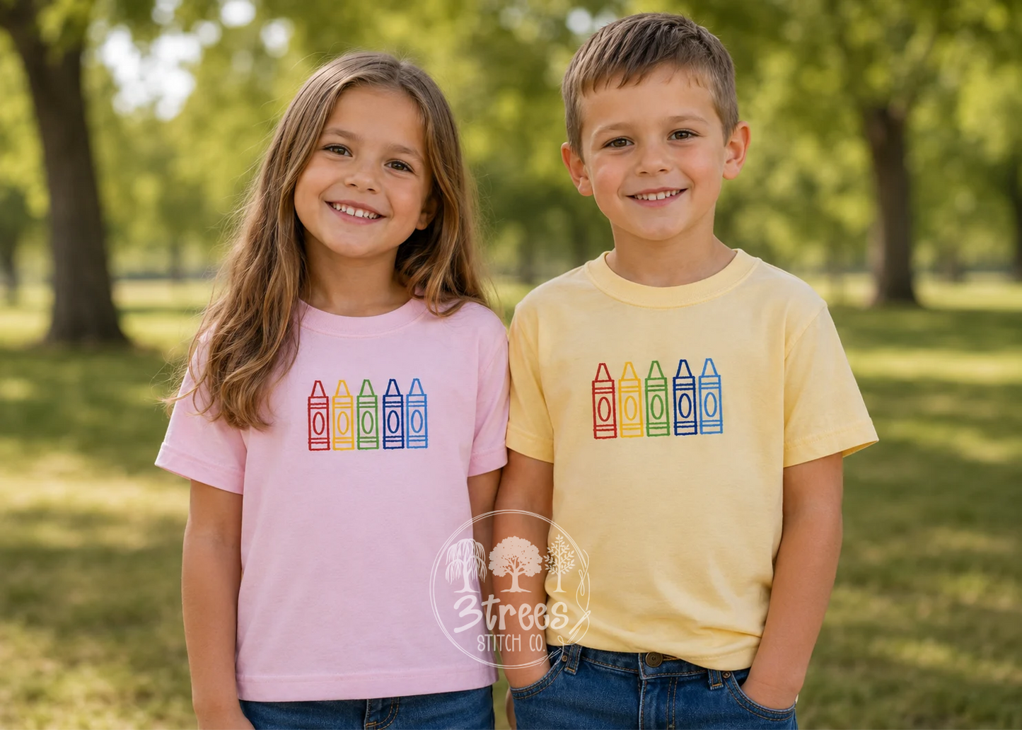 Personalized Embroidered Crayon Toddler T-Shirt