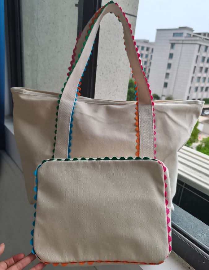 PRE-ORDER Canvas Tote Bag/Cosmetic Bag (Ric Rac Trim)