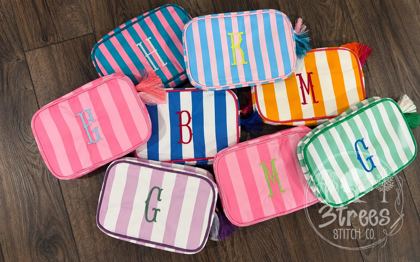 Cabana Cosmetic Bag w/ Tassel | Canvas Catch-All | Gift | Bridesmaids | Wedding | Monogram or Blank | 18 Colors