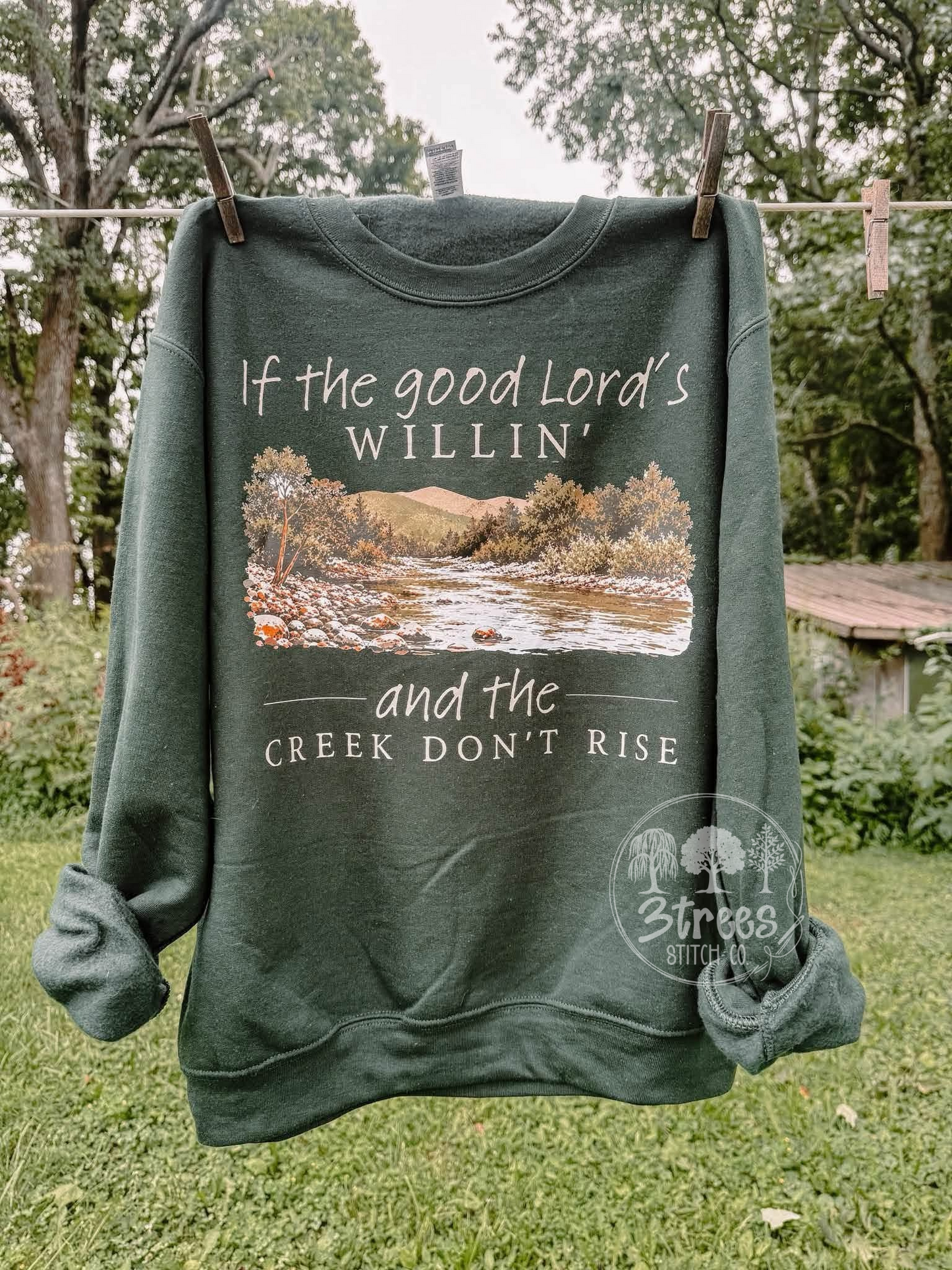"Good Lords Willing" Heather Green Crewneck